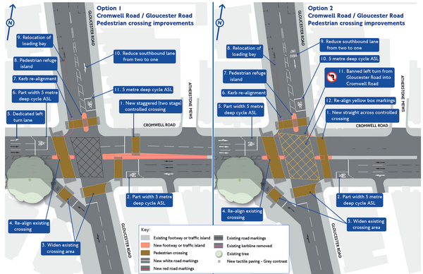 The photo for Proposed changes to the junction of Cromwell Road with Gloucester Road.